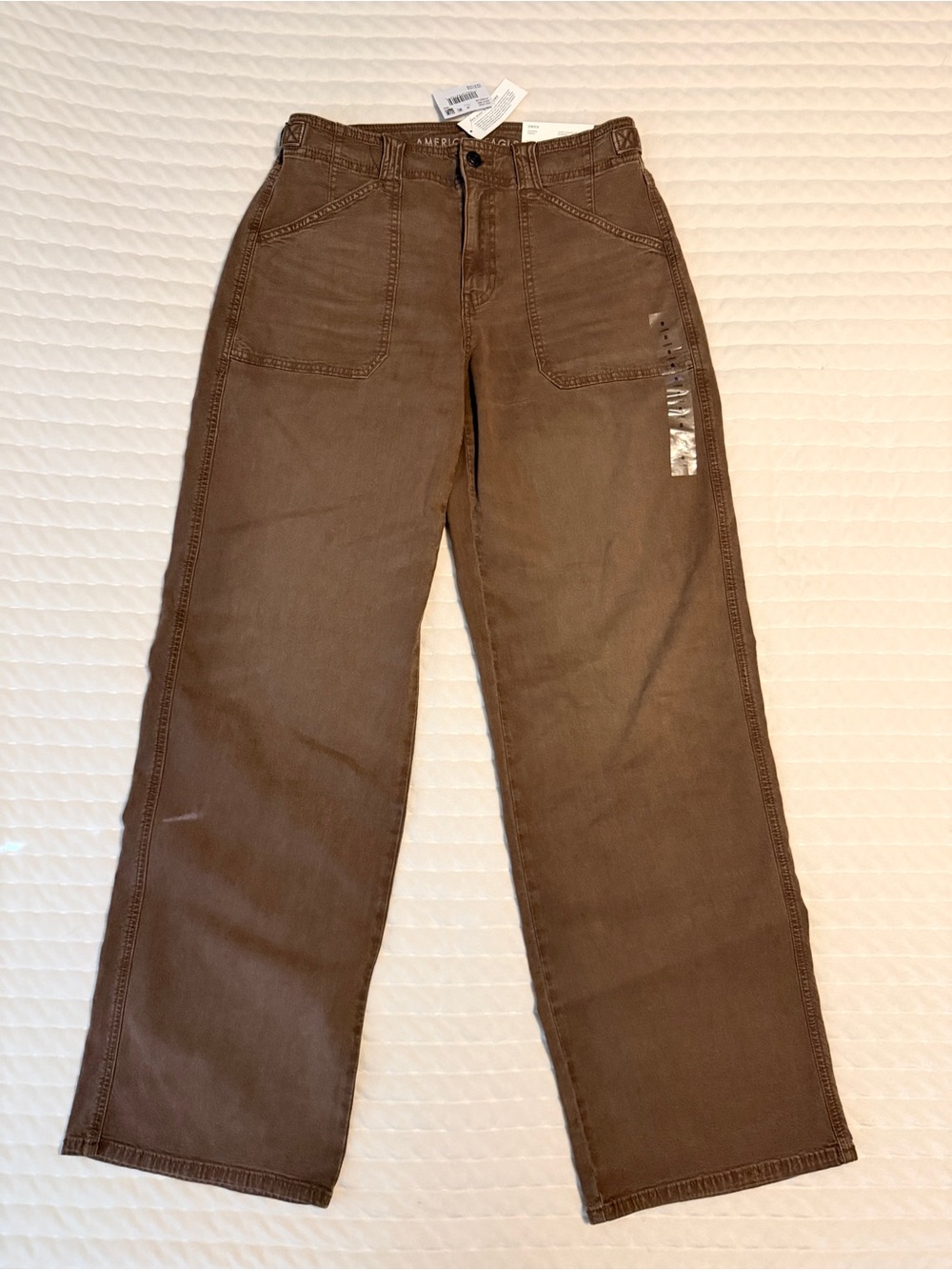 NWT AE Stretch High Waisted Utility Stovepipe Brown Jeans Pants 8L 29W - Picture 14 of 14